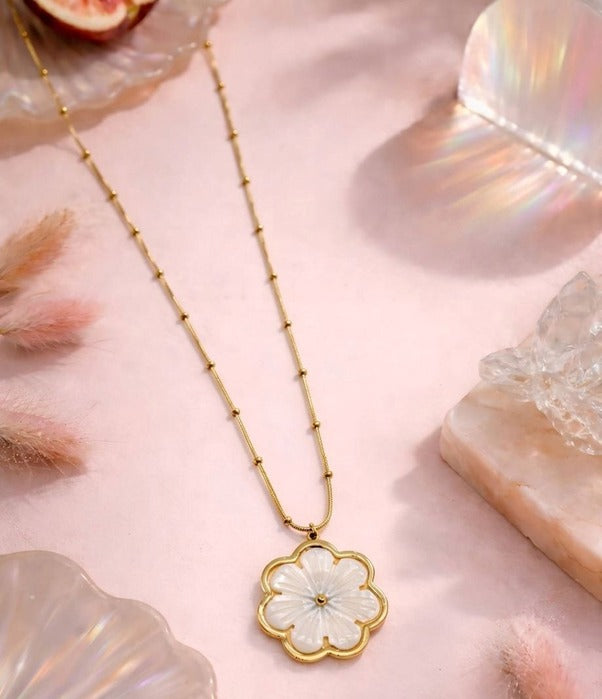 white, iridescent flower chain